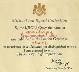 Mentioned in Despatches certificate 1943